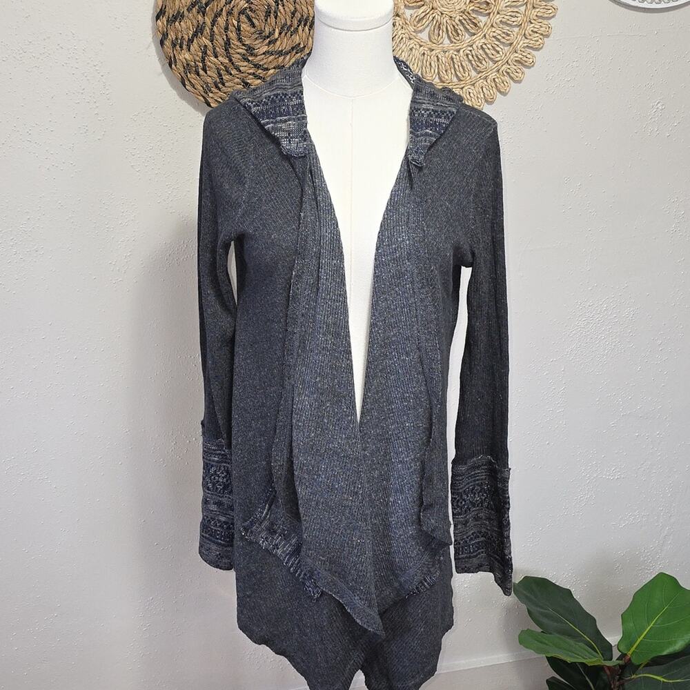 Oddy Gray Waterfall Openfront Hoodie Cardigan Sweater Womens M/L Boho Casual